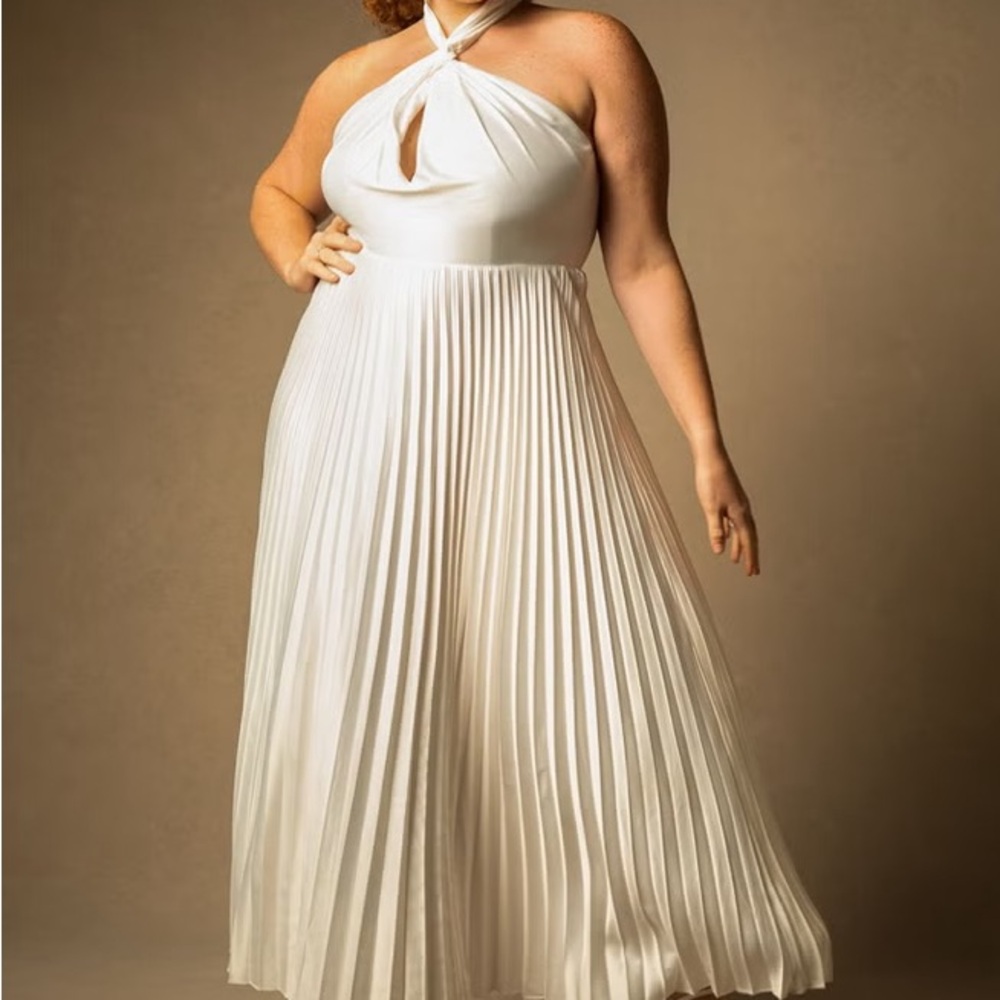 Eloquii White Halter Gown